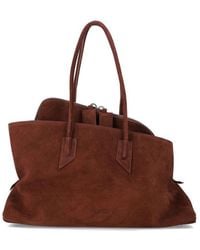 The Attico - La Passeggiata Suede Medium Tote Light Choco Bos Taurus Lining Shoulder Bag - Lyst