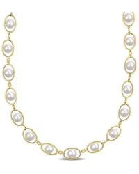Amour - 8-8.5Mm Cultured Freshwater Pearl And 1/3 Ct Tgw Cubic Zirconia Halo Necklace - Lyst