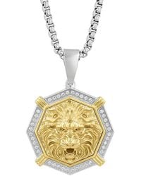 Robert Alton - 1/4 Ctw Stainless Steel Diamond Lion Pendant - Lyst