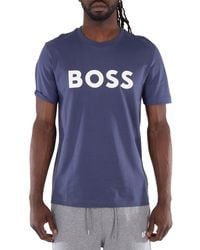 BOSS - Logo Print Cotton-Jersey T-Shirt - Lyst