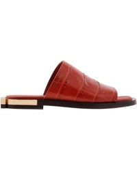 Ferragamo - Gancini Heel Aline Leather Slides - Lyst