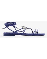 Burberry - Leather Ivy Shield Sandals, Brand Size 35 Us - Lyst