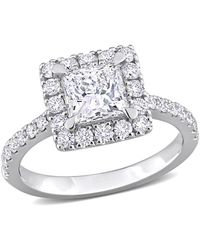 Created Forever - 2 Ct Tw Princess & Round Lab Created Diamond With Tsavorite Accent Halo Engagement Ring - Lyst