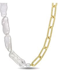 Amour - 5-7 Mm Cultured Freshwater Keshi Pearl And 7 Mm Link Chain Necklace - Lyst