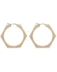 Burberry - Light Gold Crystal Gold-plated Nut Hoop Earrings - Lyst
