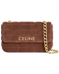 Celine - Logo Monochrome Matelasse Shoulder Bag - Lyst