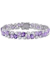 Amour - 27 1/6 Ct Tgw Rose De France Amethyst And Created Sapphire Vintage Bracelet - Lyst