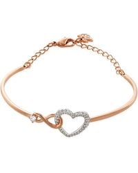 Swarovski - Mixed Metal Finish Infinity Heart Adjustable Bangle - Lyst