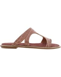 Ferragamo - Ferragamo Marilu Croc-Embossed Leather Sandals, Size 7 C - Lyst