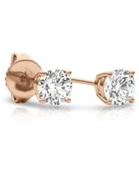 Tresorra - 14K Rose Round Cut Earth Mined Diamond Stud Earrings - Lyst