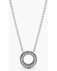 PANDORA - Logo Reversible Collier With Clear Cubic Zirconia - Lyst