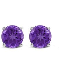 Haus of Brilliance - 14K 5X5Mm Round Amethyst Solitaire Stud Earrings - Lyst