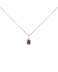 Haus of Brilliance - 10K 5X3Mm Garnet And Diamond Accent Halo Octagonal Shape Pendant Necklace - Lyst