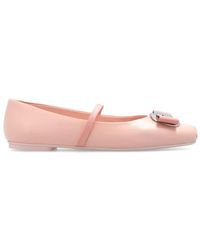 Ferragamo - Zina Mini Ballet Flats With Geometric Plate - Lyst