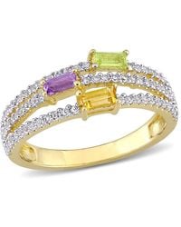 Amour - 5/8 Ct Tgw Citrine Peridot Amethyst And Topaz Spilt Shank Ring - Lyst