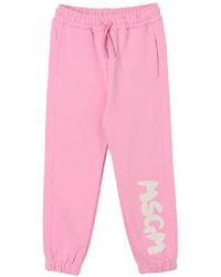 MSGM - Logo-Printed Cotton Joggers - Lyst
