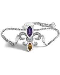 Haus of Brilliance - Sterling Amethyst, Citrine & Diamond Accent Lariat Fleur De Lis Adjustable Bolo Bracelet - Lyst