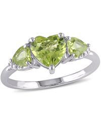 Amour - Peridot And Diamond Accent Triple Heart Ring - Lyst