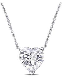 Amour - 3-1/2 Ct Dew Heart Shape Created Moissanite Solitaire Pendant With Chain - Lyst