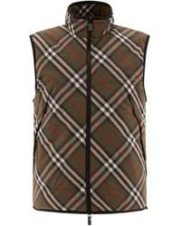 Burberry - Check Print Padded Gilet - Lyst