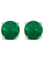 Haus of Brilliance - 14K 5X5Mm Round Emerald Solitaire Stud Earrings - Lyst