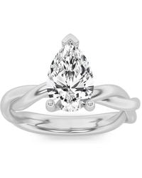 Mure And Co - 1Ctw Pear Shaped Lab Grown Diamond (F/Vs) Twisted Shank Solitaire Engagement Ring - Lyst