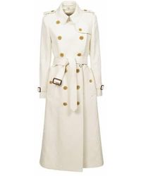 Burberry Ladies Double Breasted Trench Rainwear Off White Canvas Xlong Coat
