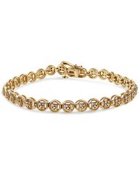 Haus of Brilliance - 14k Yellow Gold Plated .925 Sterling Silver 1/10 Cttw Diamond Open Circle Wheel Link 7'' Tennis Bracelet - Lyst