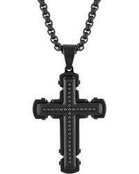 Robert Alton - 1/4Ctw Diamond Stainless Steel With Finish Cross Pendant - Lyst