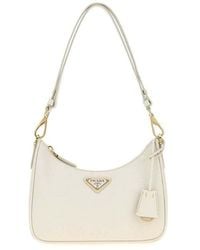Prada - Ivory Leather Mini Re-Edition Shoulder Bag Talco 1 + Oro Borse A Mano - Lyst