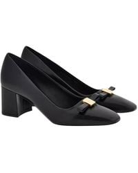 Ferragamo - Myra Bow Block Heel Pumps - Lyst