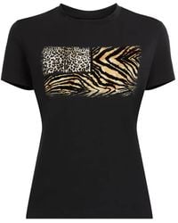 Roberto Cavalli - Flocked Animal Print Stretch T-Shirt - Lyst