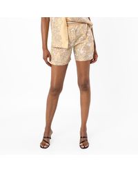 Burberry - Botanical-Print Silk Shorts, Brand Size 8 Us - Lyst