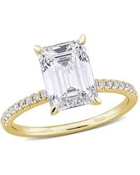 Created Forever - 3 1/10Ct Tw Emerald And Round-Cut Lab-Grown Diamond Solitaire Engagement Ring - Lyst