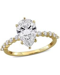 Created Forever - 2 1/4Ct Tw Pear And Round-Cut Lab Grown Diamond Engagement Ring - Lyst