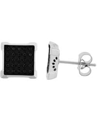 Robert Alton - 1/4Ctw Diamond Stainless Steel Square Stud Earrings - Lyst