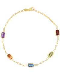 Kylie Harper - Ladies 14K Petite Multi Gemstone Paperclip Station Bracelet - Lyst