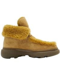 Burberry - Creeper Suede And Shearling Boots, Brand Size 37 (Us - Lyst