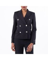 Versace - Crop Double-Breasted Wool Blazer, Brand Size 42 Us - Lyst