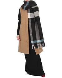 Burberry - Jumbo Check Wool Fringed Scarf - Lyst