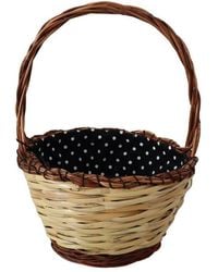Dolce & Gabbana - Wood Wicker Rattan Basket Tote Bag Python Leather - Lyst