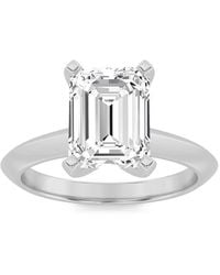 Mure And Co - 2.5Ctw Emerald Shaped Lab Grown Diamond (F/Vs) Knife Edge Shank Solitaire Engagement Ring - Lyst