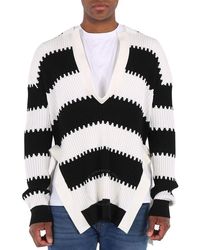 Burberry - Side-slit Striped Rib Knit Wool Sweater - Lyst
