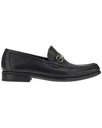 Ferragamo - Maurice Hammered Leather Two-tone Gancini Buckle Loafers - Lyst