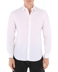 Roberto Cavalli - Optic Studded Cotton Long Sleeve Shirt, Brand Size 48 (Us Sized - Lyst