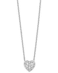 Roberto Coin - 18k White Gold Tiny Treasures Diamond Heart Necklace - Lyst