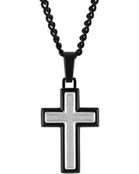 Robert Alton - 1/10Ctw Diamond Stainless Steel Two-Tone Cross Pendant - Lyst
