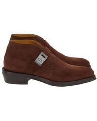 Ferragamo - Gancini Strap Suede Ankle Boots - Lyst