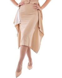 Burberry - Soft Fawn Thea Silk Crepe De Chine Midi Skirt, Brand Size 4 (Us - Lyst
