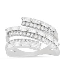 Kylie Harper - Sterling Cz Baguette-Cut Sprial Crossover Ring - Lyst